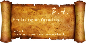 Preininger Arnolda névjegykártya